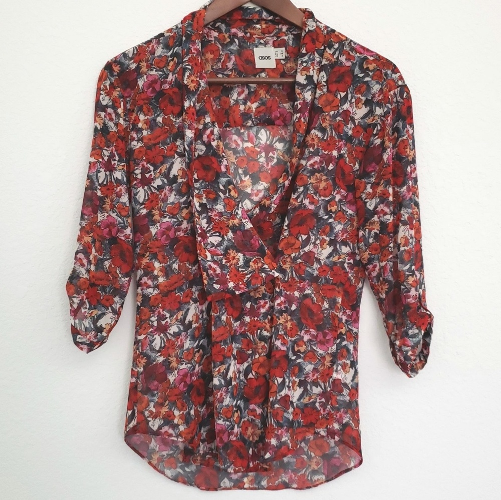 ASOS Sheer Floral Print Blouse
